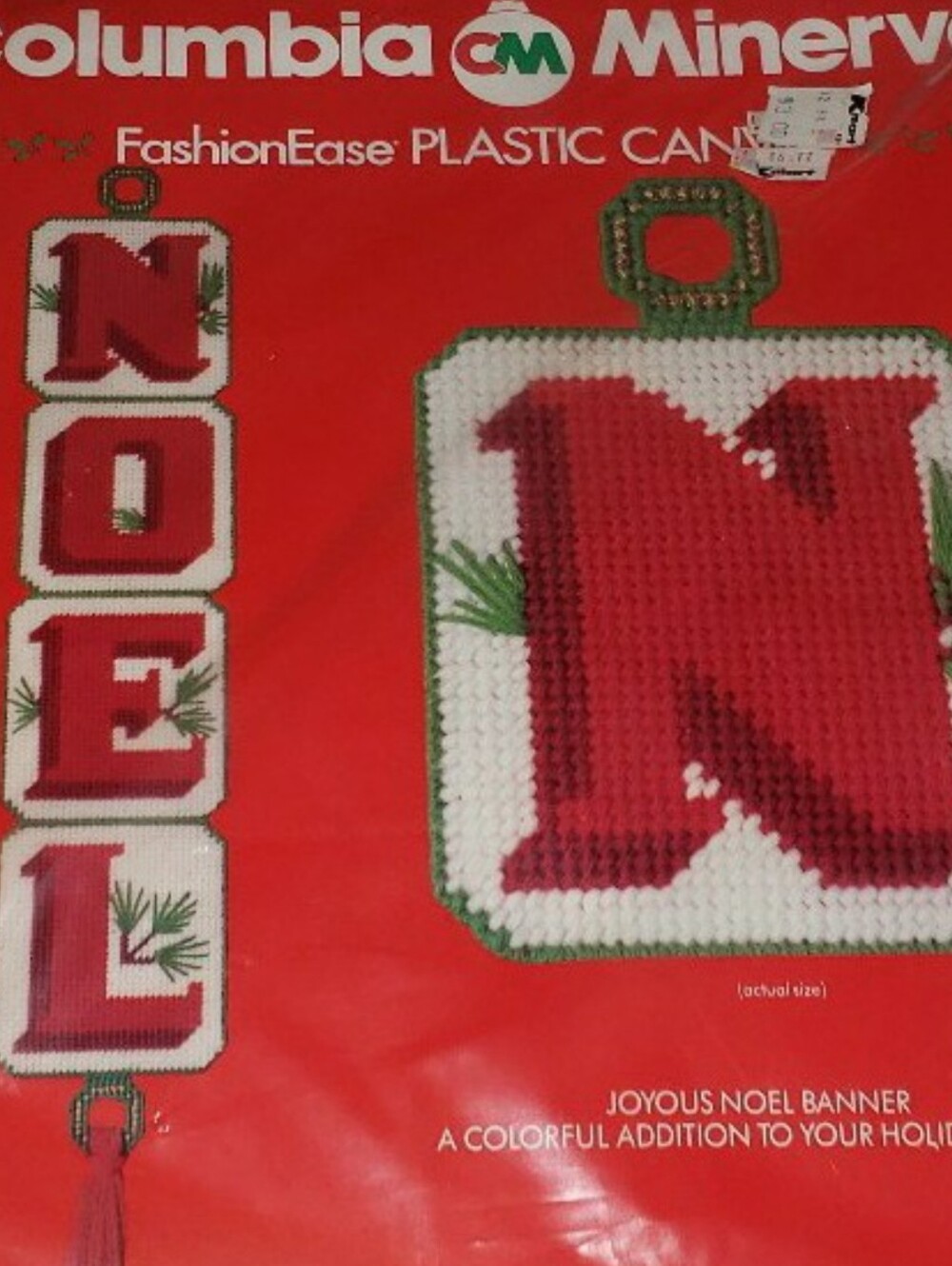 Vintage Columbia Minerva "Joyous NOEL Banner" Fashion Ease Plastic Canvas Kit